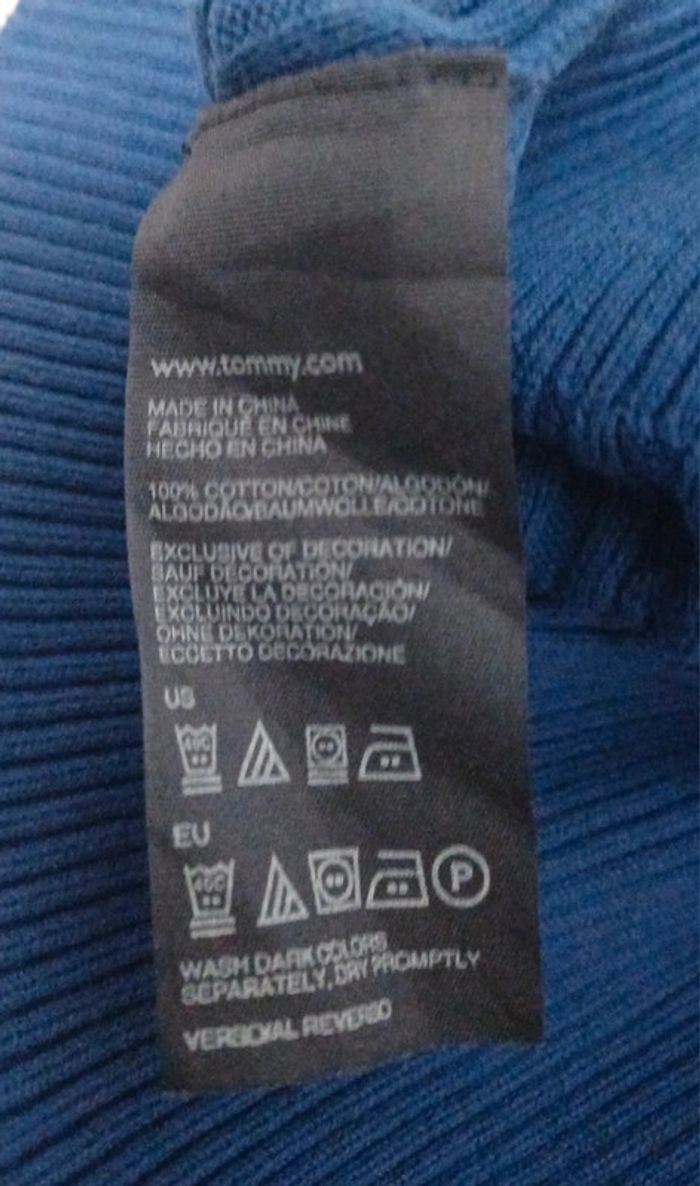 Pull Tommy Hilfiger Femme Bleu Col V - photo numéro 6