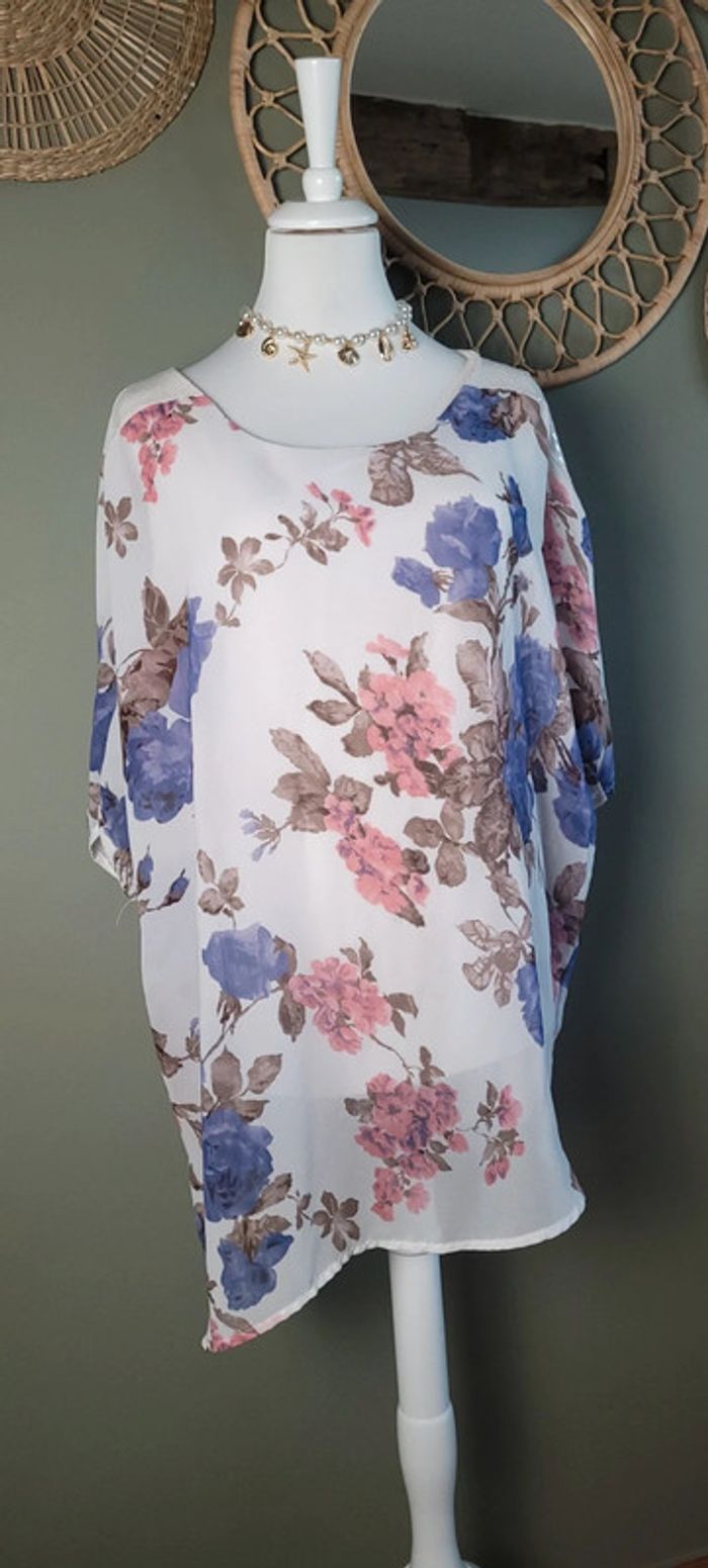Jolie blouse légère fleurie Paprika Taille L - photo numéro 3
