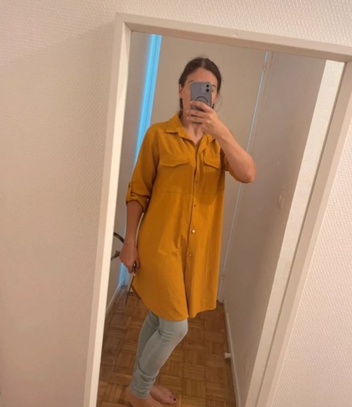 Veste chemise taille 38 couleur moutarde - photo numéro 2