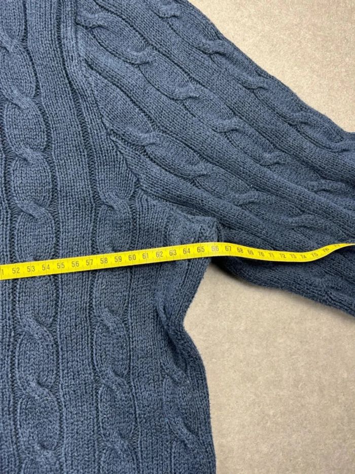 Pull d’hiver torsadé en maille Ralph Lauren bleu col rond taille XL - photo numéro 10