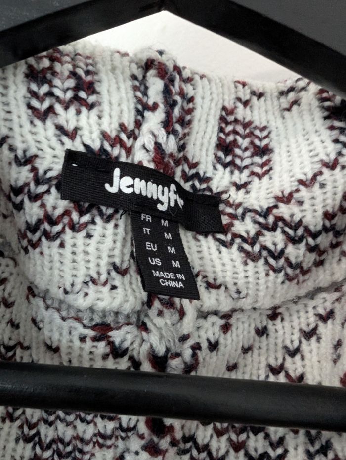 Gillet blanc et bordeaux bohème Jennyfer 38/M femme très bon état - photo numéro 3