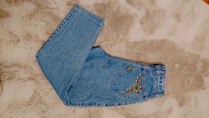 Jean brut vintage taille haute 100% coton made in Italy brodé cappopera - photo numéro 2
