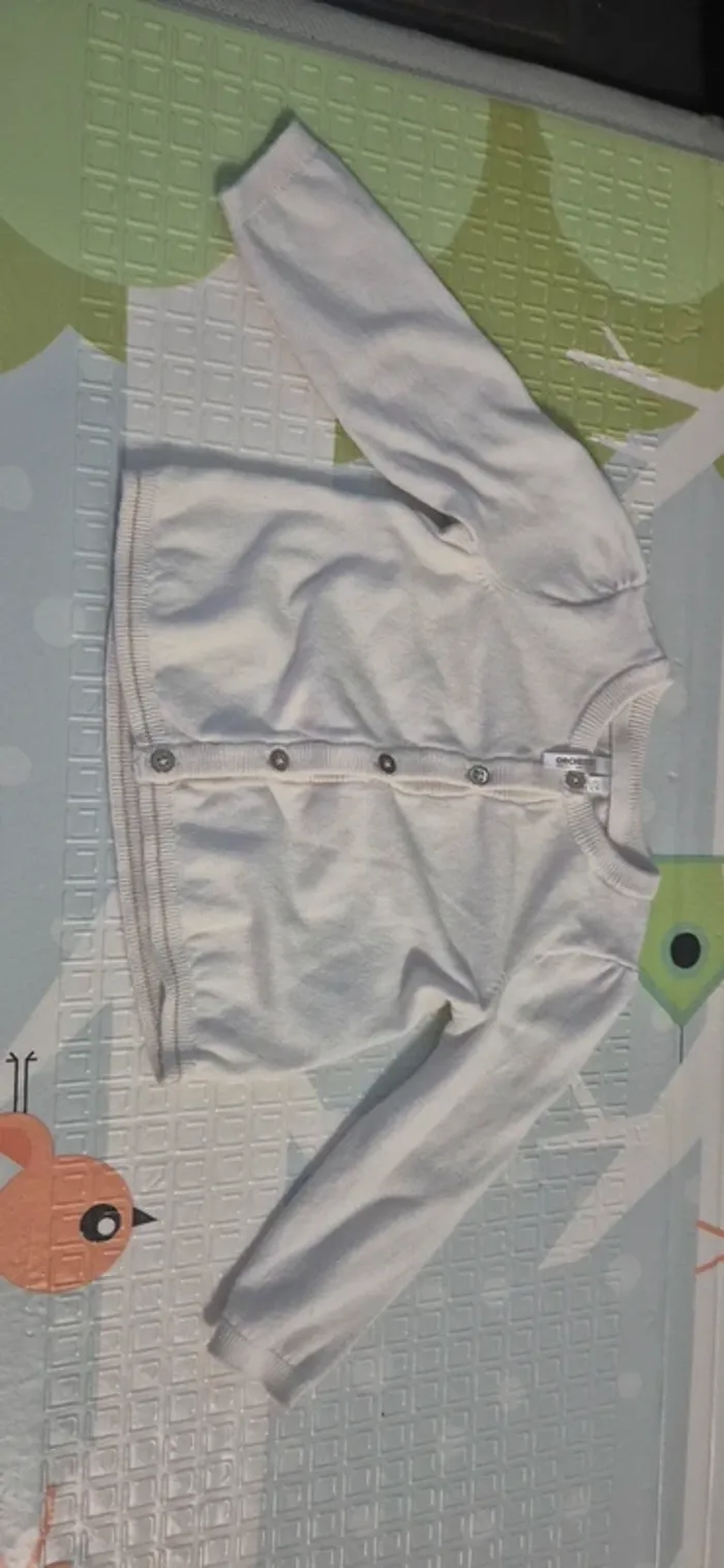 Gilet beige a boutons pour fille - photo numéro 2