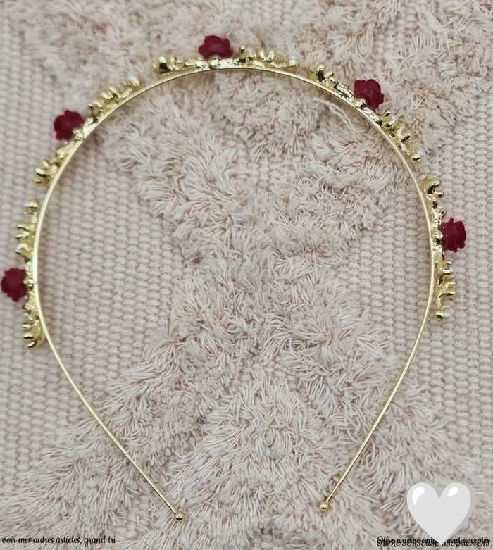 Serre-tête doré fleurs & perles - Accessoire cheveux mariage / cérémonie - photo numéro 3