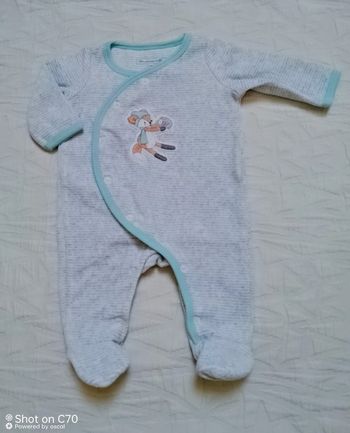 Mon premier major pyjama velours rayures 1 mois