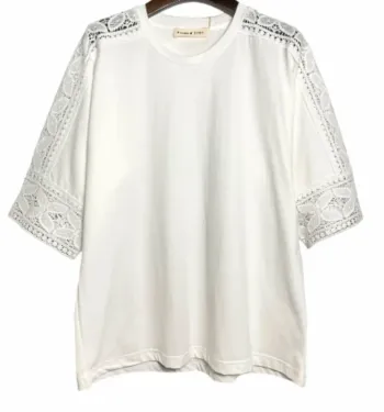 T shirt blanc ample broderie style