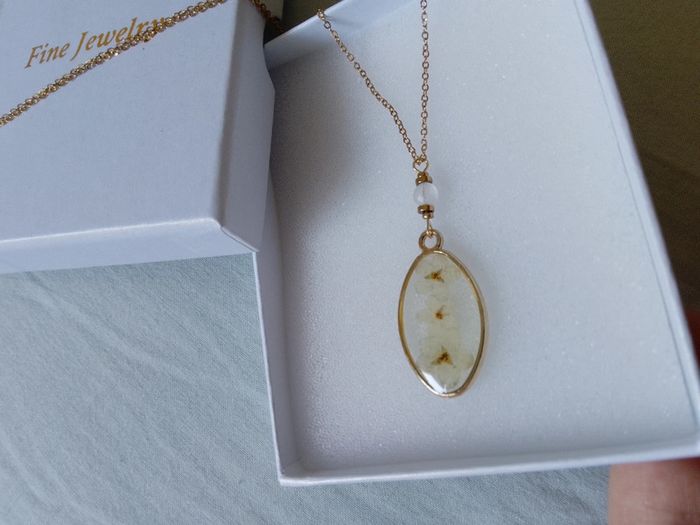 Collier vintage médaillon fleurs naturelles - photo numéro 2