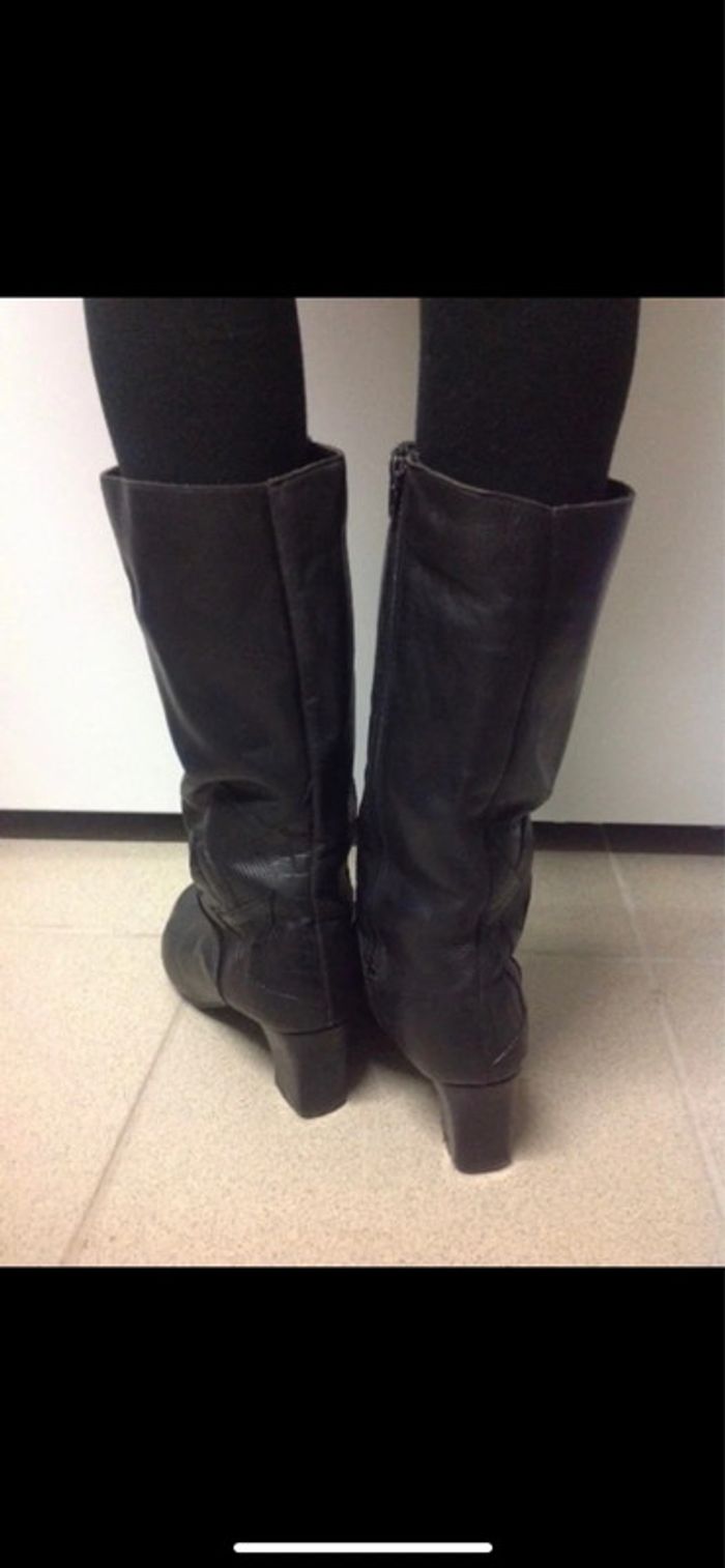 Très belle botte en cuir Noir | Vintage | Pièce unique - photo numéro 5