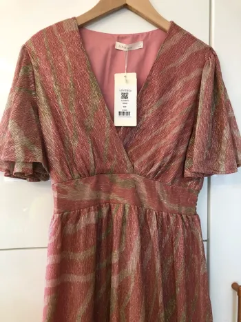 Robe longue d’été soirée rose élégante brillant