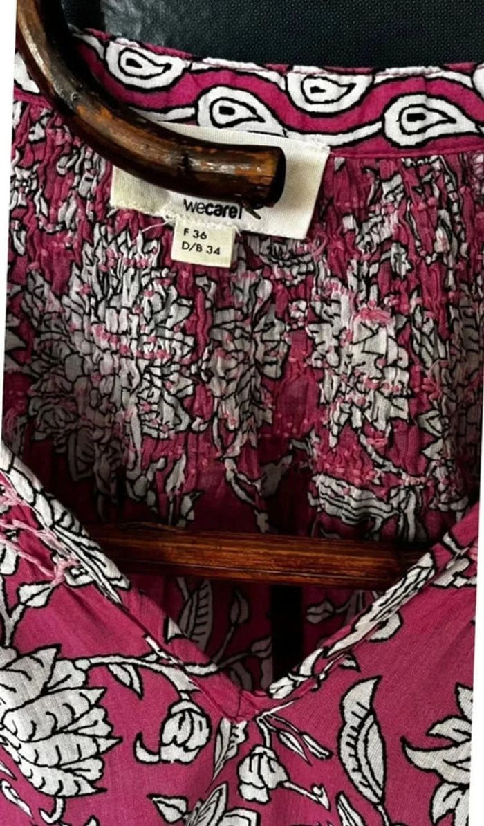 Blouse imprimée en coton bio fushia Libellule - photo numéro 14