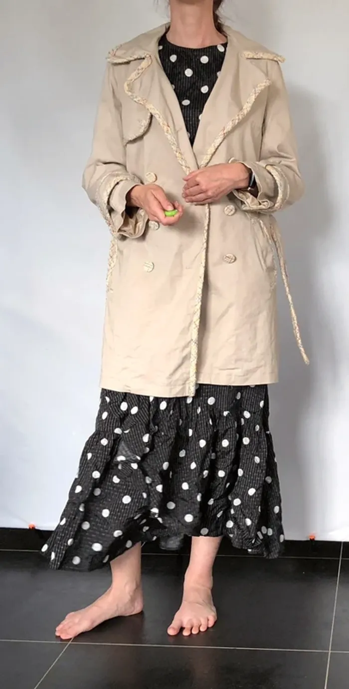 Trench beige avec boutons et ceinture tweed Morgan taille 42 excellent état - photo numéro 8