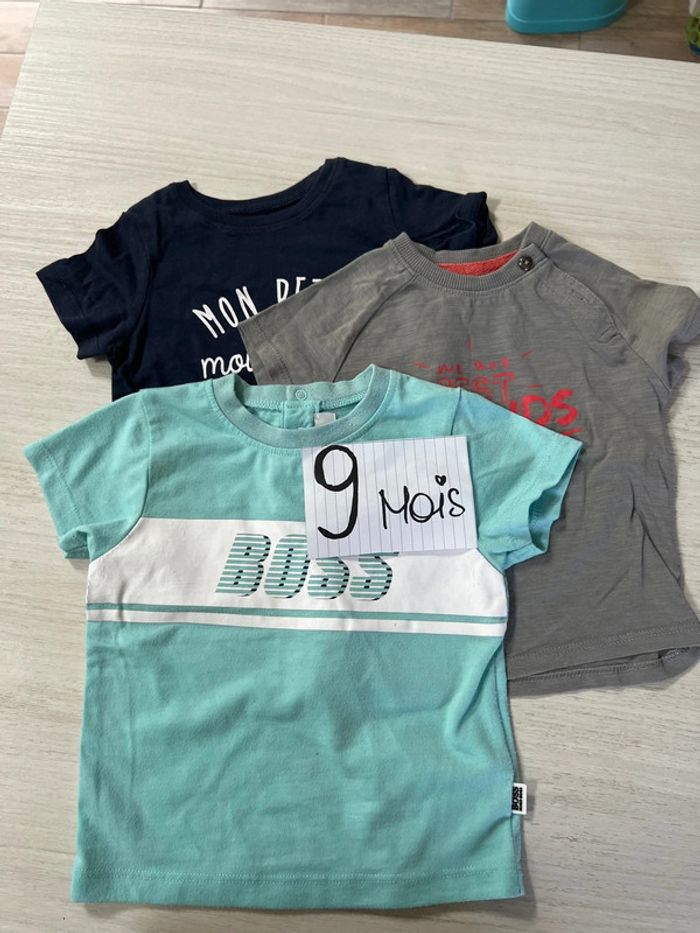 Lot 3 t-shirt manches courtes 9 mois