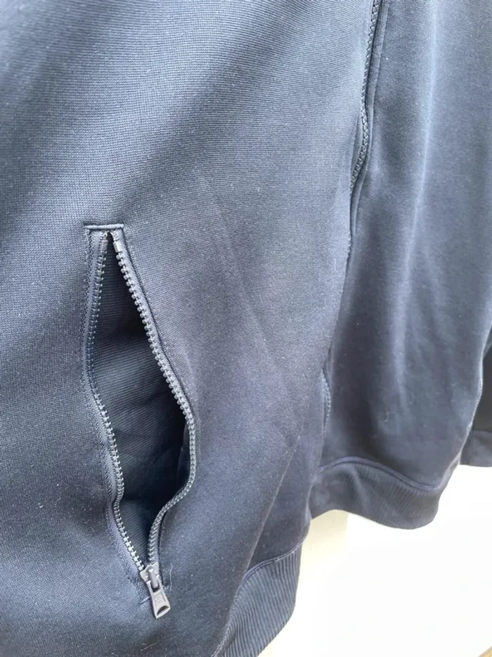 Adidas navy blue hoodie track jacket windbreaker Veste capuche coupe-vent Mens Size M - photo numéro 6