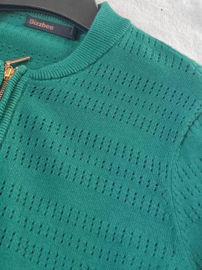 Cardigan zippé vert taille XS - photo numéro 5