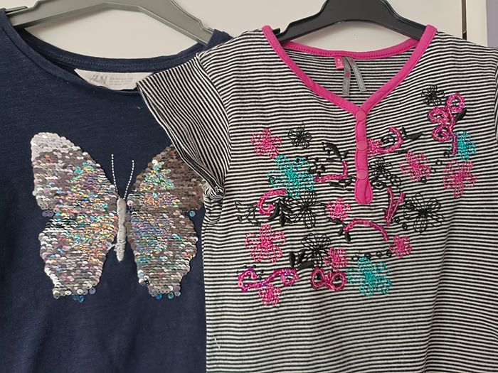 Lot de 2 tee-shirts fille en 6 ans 116 cm - photo numéro 2
