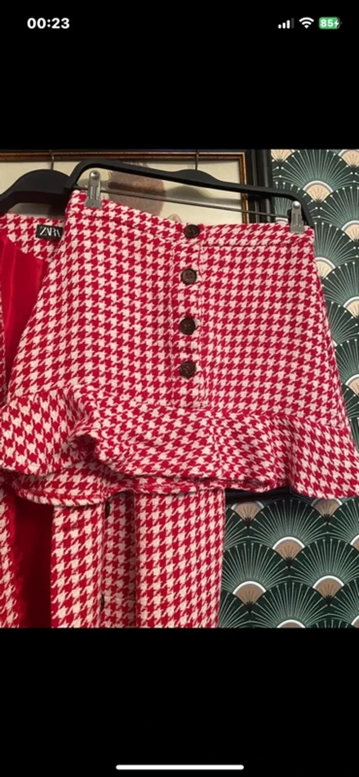 Veste Blazer tweed taille M Zara Vichy carreaux et jupe taille M. comme neuf. Valeur plus de  100€ - photo numéro 9