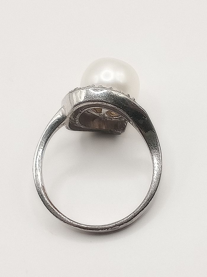 Anello vintage donna argento 925 zirconi perla misura 13.5 - photo numéro 6