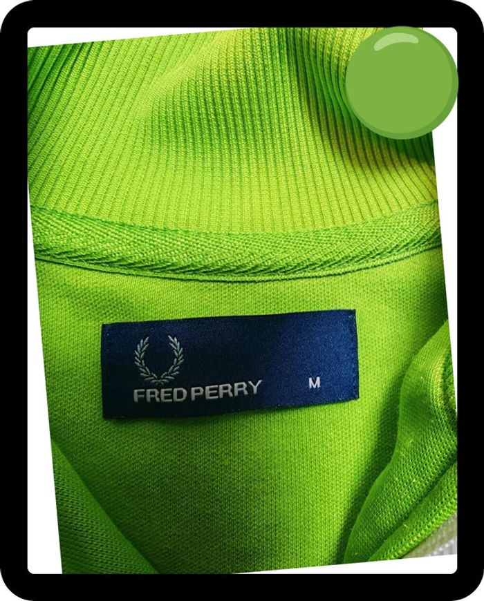Veste de Survêtement Fred Perry Iconique - Vert Anis / Noir - Taille M - État Impeccable - photo numéro 4
