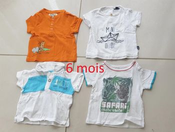 4 T- shirts Manche courte 6 mois