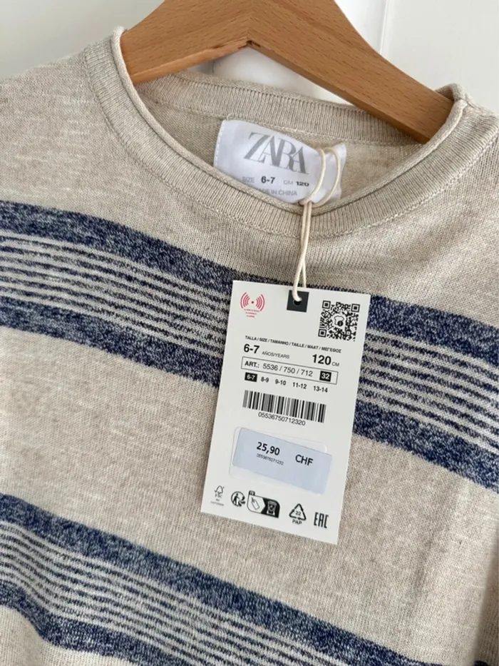 T-shirt 👕 maille Zara 7 ans Neuf - photo numéro 2