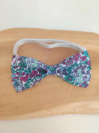 Noeud papillon liberty violet et bleu vert
