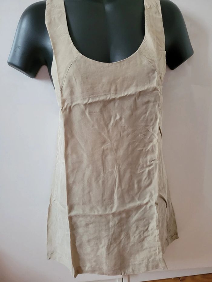 Haut Top tee shirt débardeur beige Jacqueline Riu taille M 38 coquette - photo numéro 4