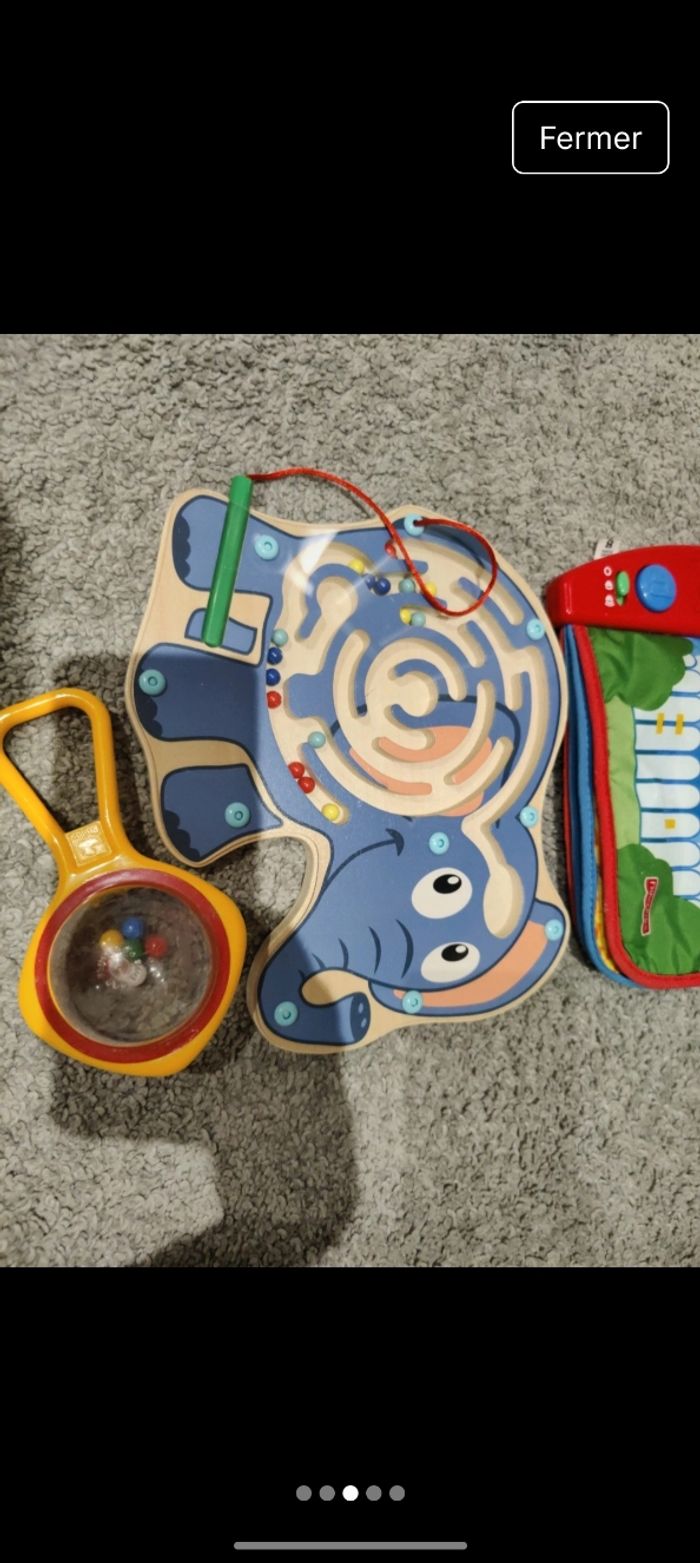 Lot jeu Montessori éléphant livre souple  3D hochet à billes - photo numéro 3