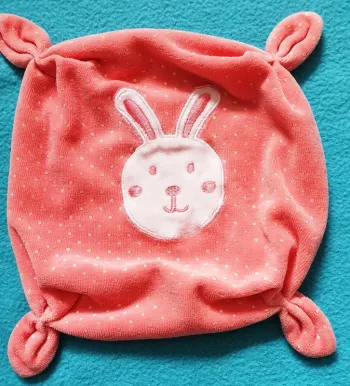 Doudou saumon a pois - Tête de Lapin