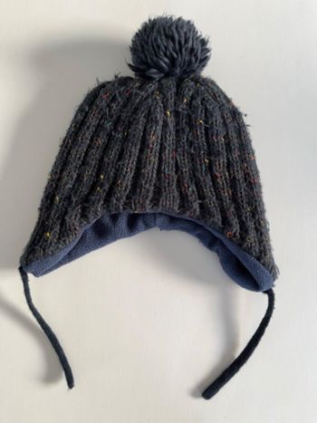 Bonnet marine/multicolore pompons 18/36 mois