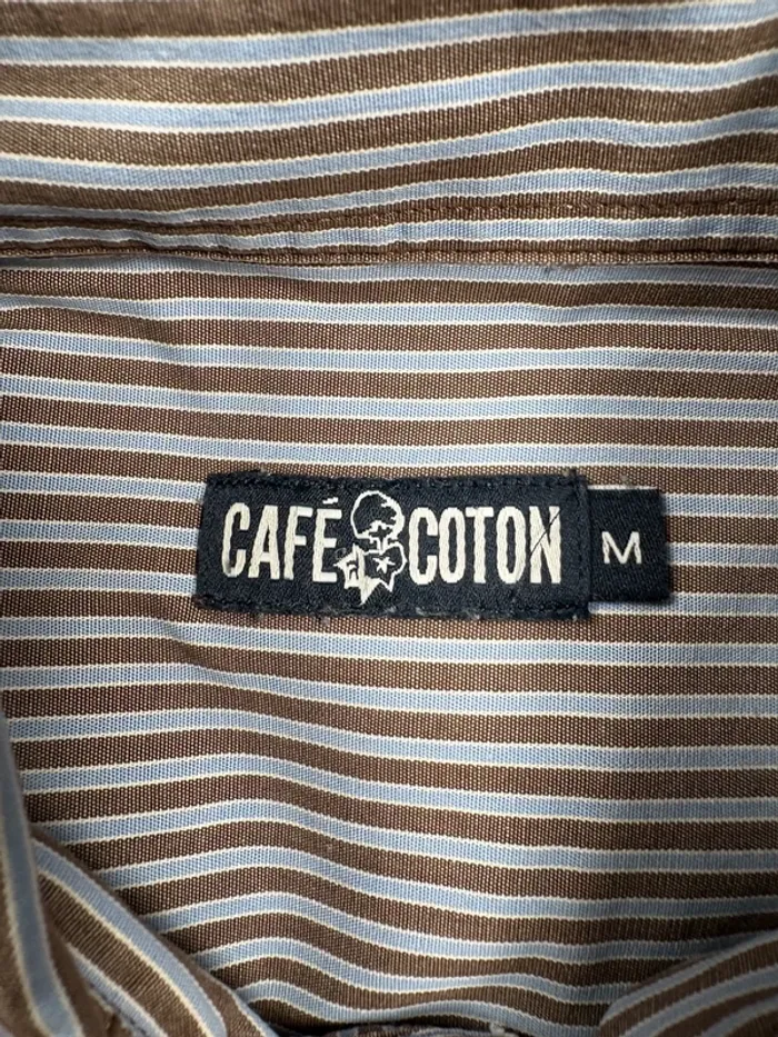 Chemise à rayures Café Coton | Turquoise et marron | Taille M - photo numéro 4