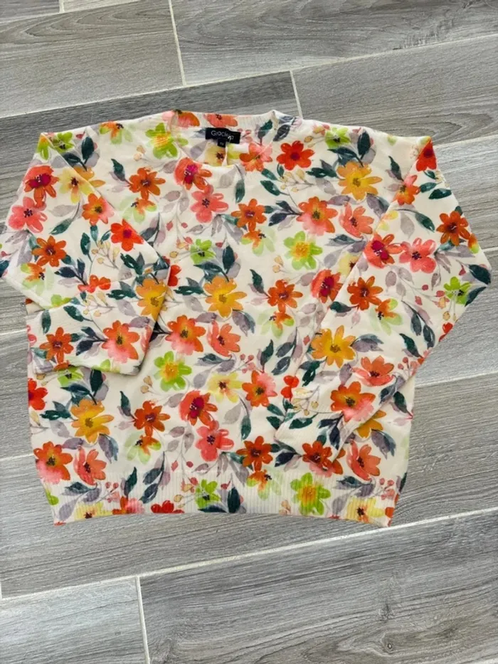 Pull femme automne fleuri neuf