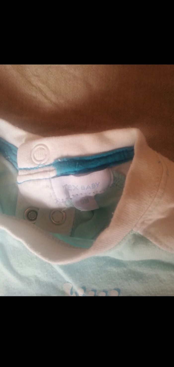 Tee shirt 9 mois manches courtes vert pâle Tex - photo numéro 2