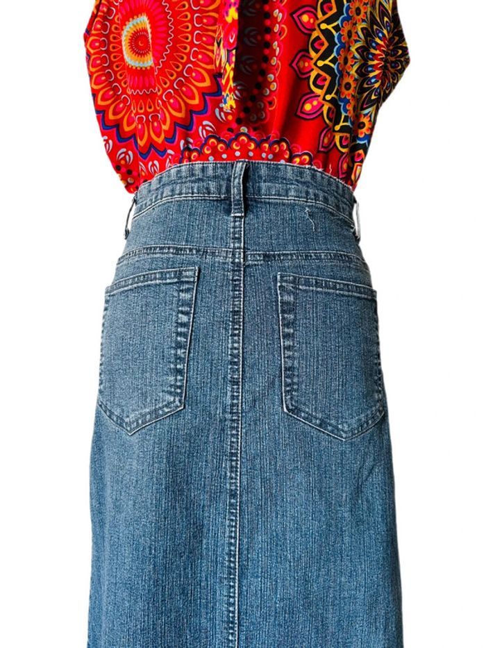 💙🌿Jupe en jean longue brodée bohème vintage 2000 long embroidered denim boho skirt🌿💙 - photo numéro 14