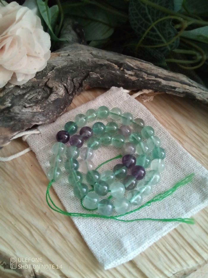 Lot de 45 perles en pierre de fluorite