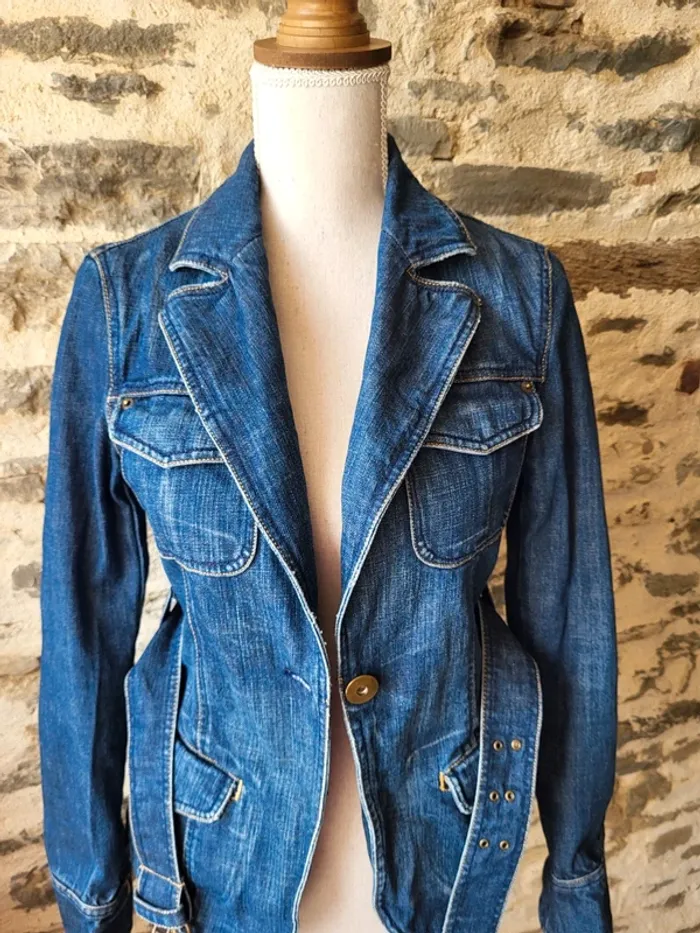 Veste en jean bleue Zara Trafaluc Taille 36 - photo numéro 2