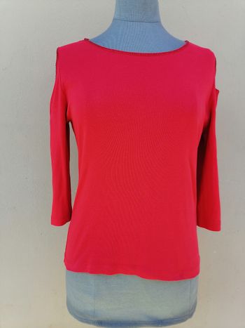 Tee-shirt femme rouge avec  strass rouge