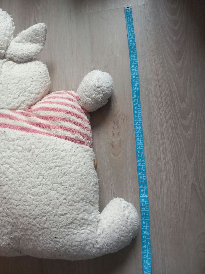 Peluche plate lapin blanche et rose - photo numéro 5