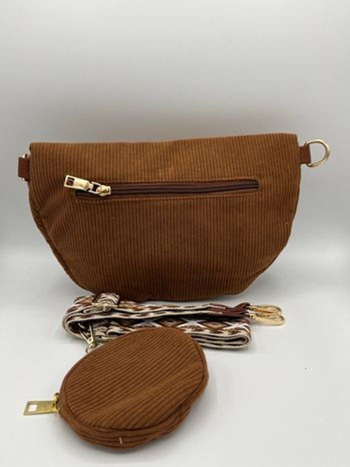 Sac banane bandoulière velours - photo numéro 2