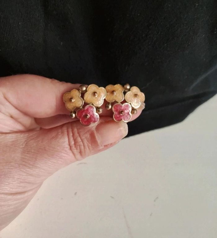 Clips d'oreilles vintage émaillés - photo numéro 4