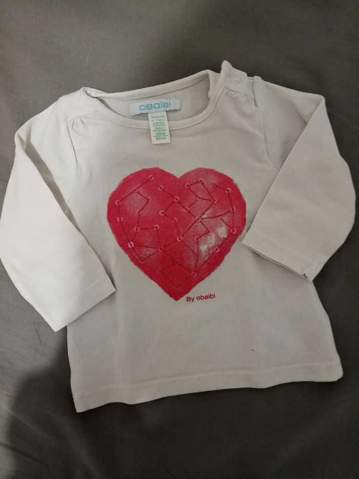 T-shirt ML "cœur" _ 3 mois