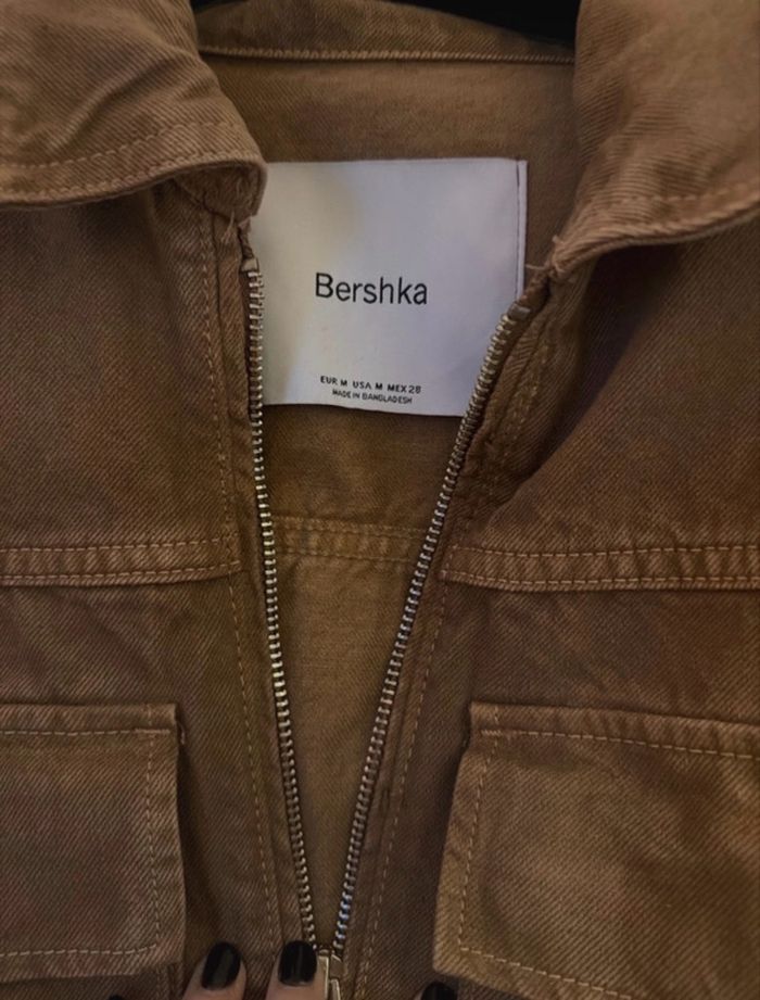 Veste en jean marron BERSHKA - photo numéro 3