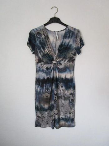 Robe imprimée bleu/beige 34/36 Sansucre NEUVE