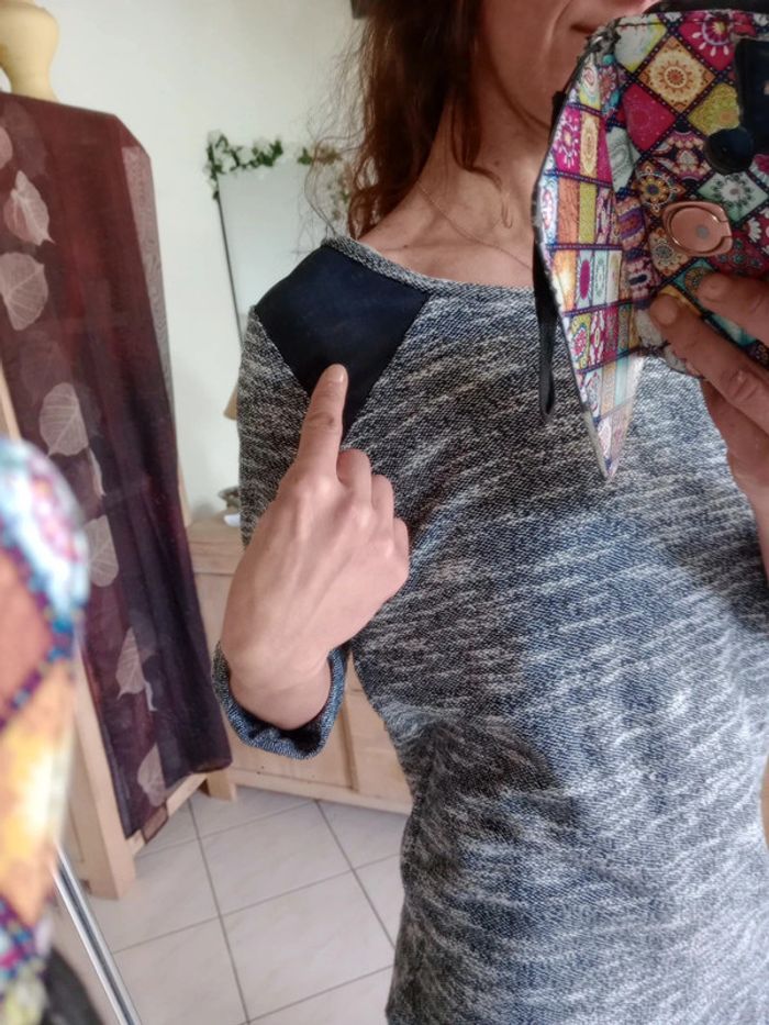 Robe pull femme s noire et blanche chiné c78 - photo numéro 5