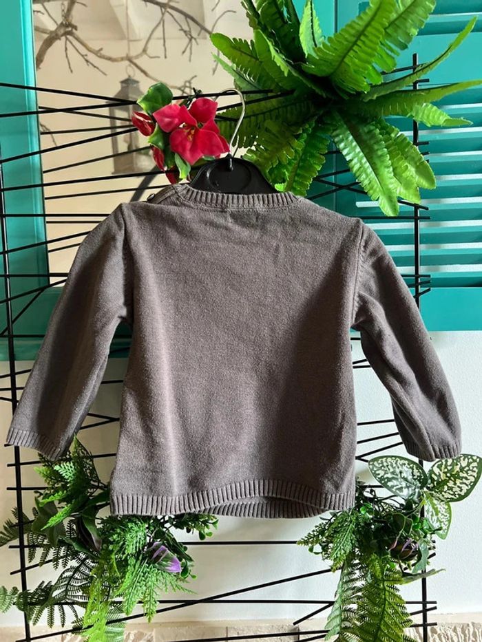 Pull gris avec motif fusée garçon 12 mois - photo numéro 2