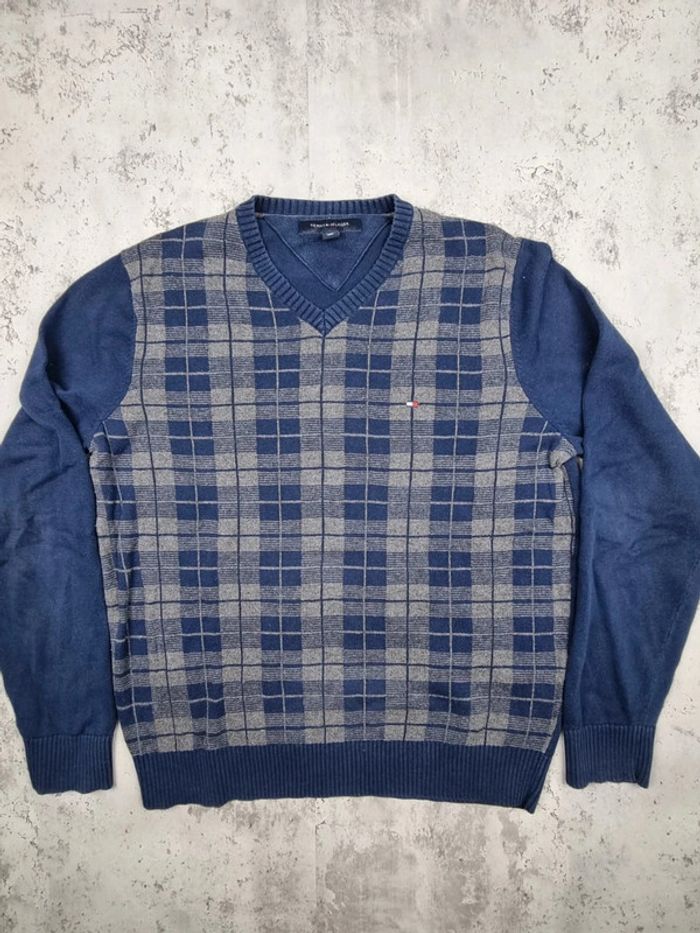 Pull col V Tommy Hilfiger bleu/gris, M Hommes - photo numéro 3