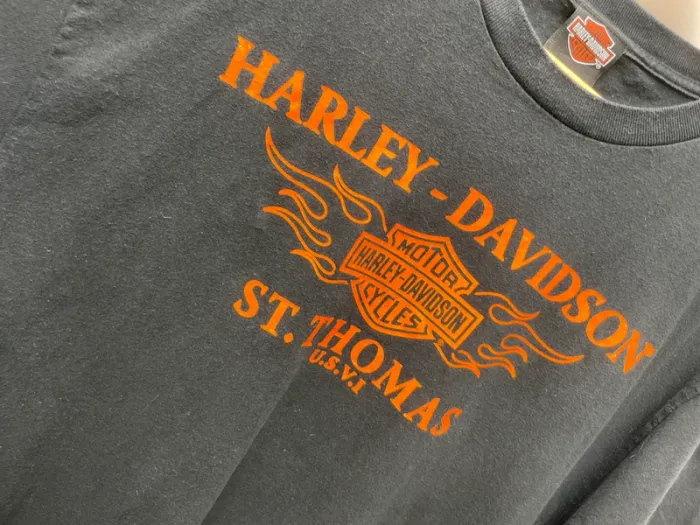 T-shirt rare print Harley Davidson black flames collector motor cycles biker Mens Medium - photo numéro 5