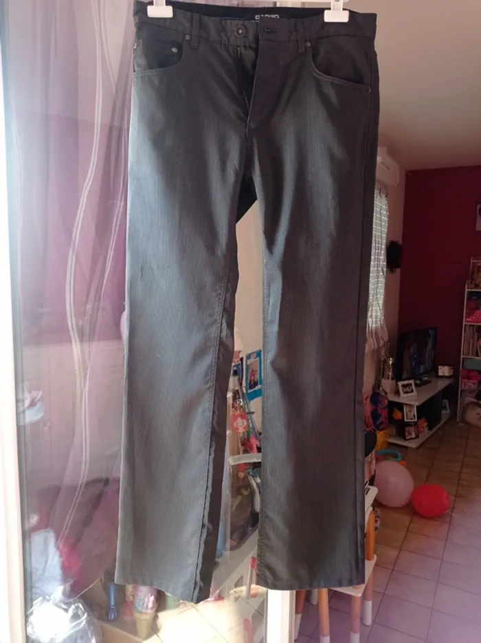 Pantalon de costume gris à rayures homme - photo numéro 2