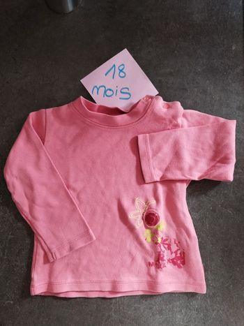 T-shirt manches longues rose 18 mois