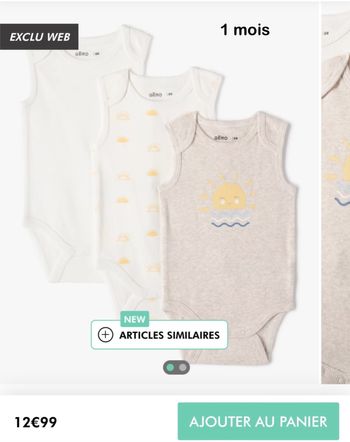 Body bébé lot de 3 - 1mois