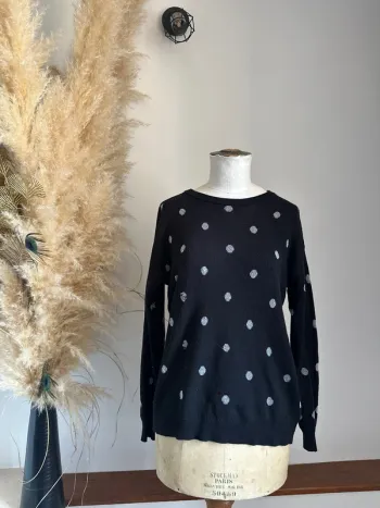 Pull léger noir à pois argentés Kiabi M/38